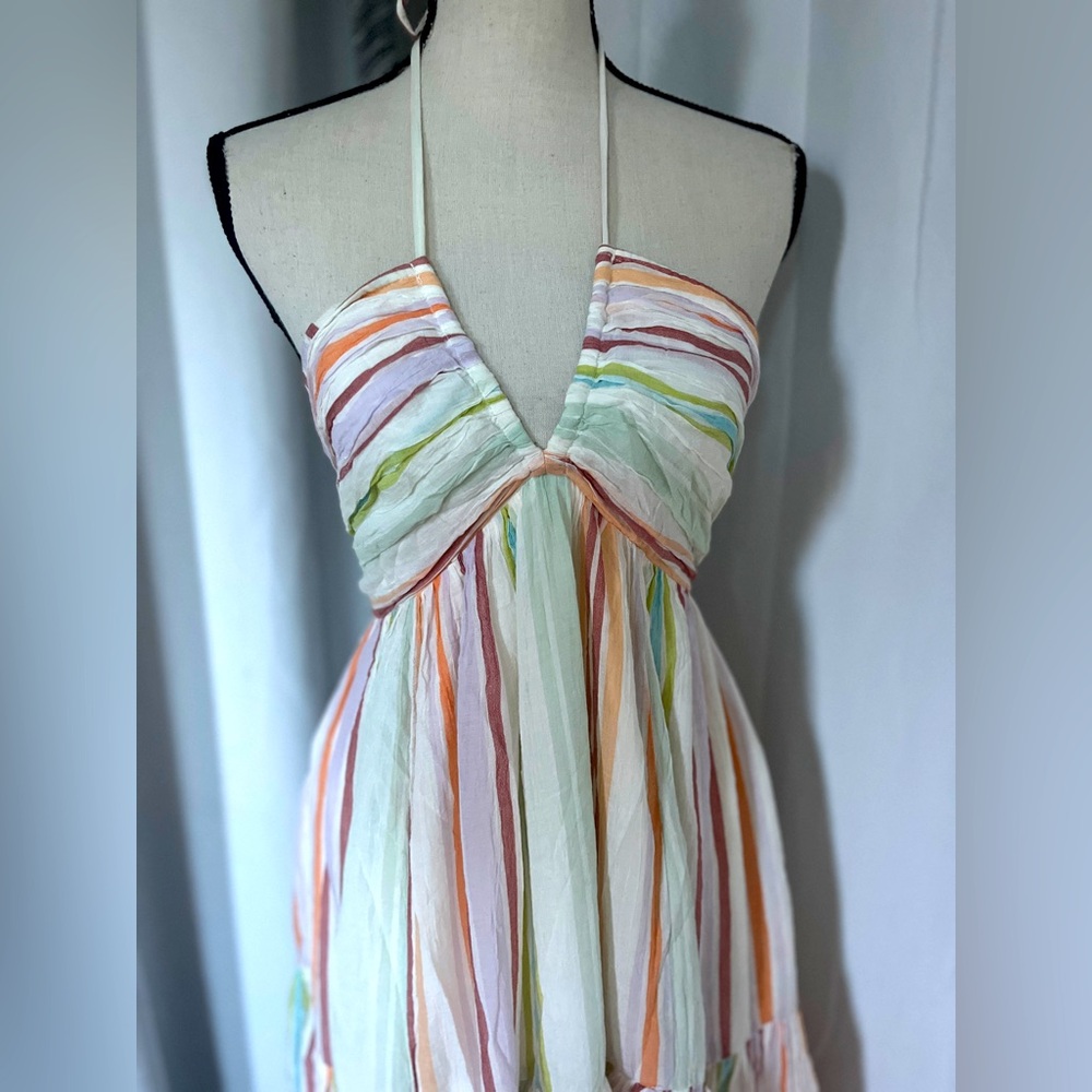 American Eagle striped cotton boho dress L
